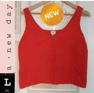 🆕NWT Red Crop top sweater,  size large